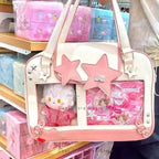 Y2K Star Ita Bag en cuir PU – Sac à bandoulière et pochette tendance avec pochette d'affichage transparente pour les designs DIY 