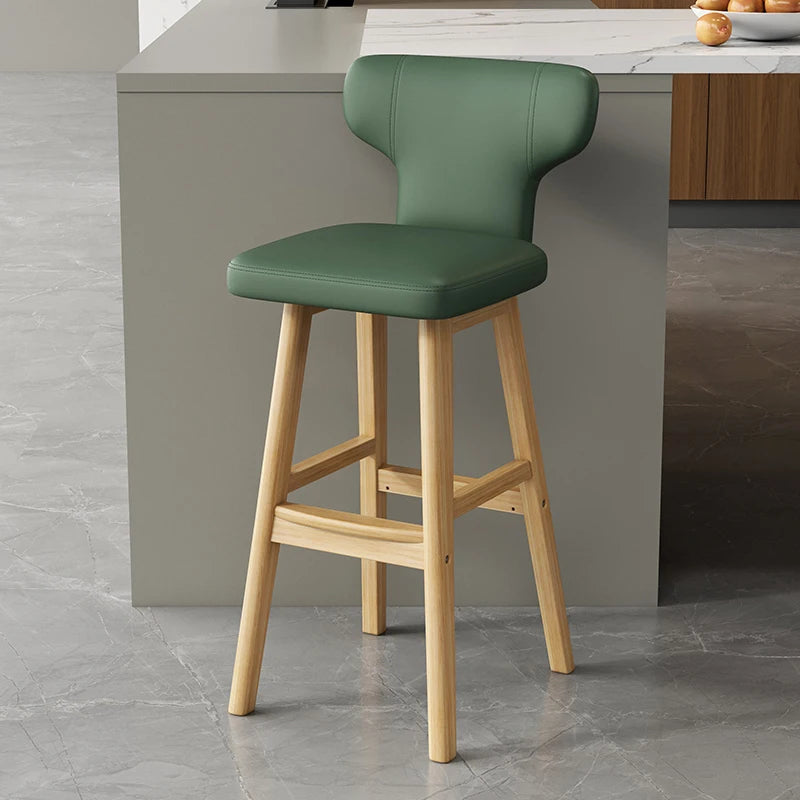 Luxus Barhocker aus Leder & Holz – Moderner minimalistischer Design-Barstuhl im italienischen Stil für Restaurant, Bar & Theke