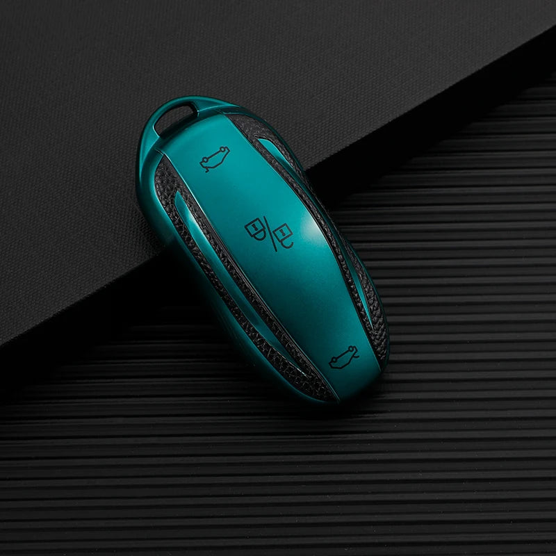 Premium Leder-TPU Autoschlüssel Hülle für Tesla – Smart Key Cover für Model 3, Model Y, Model S & Model X