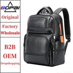 BOPAI Business Leder Rucksack Herren – Luxus Laptop Rucksack 15,6 Zoll mit Diebstahlschutz & USB-Ladefunktion