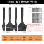 WUTA 3G Plancha para pinchar cuero con Wechselkopf – Professionelles Lederlochwerkzeug aus 4Cr13 Stahl, Austauschbare Chisel- &amp; Punch-Köpfe para bricolaje Lederarbeiten 
