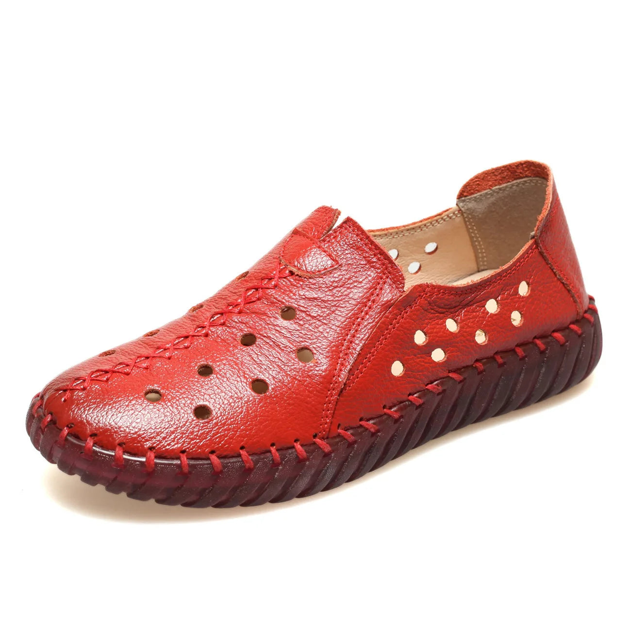 Lorilury Damen Leder Ballerinas WB-256K – Große Größen Moccasins, Slip-On Loafers aus Rindsleder für Sommer und Alltag