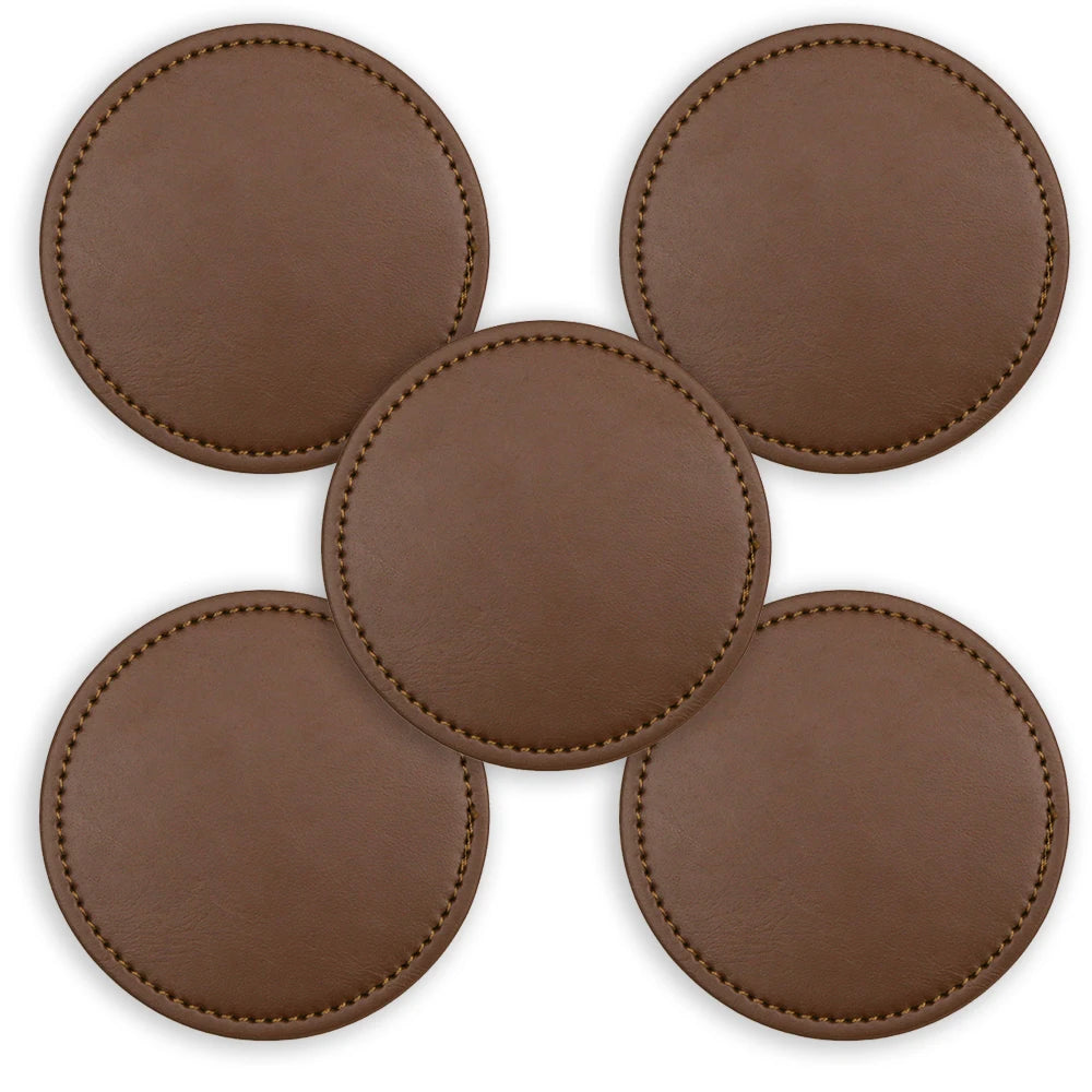 Leder Untersetzer für Getränke – Handgefertigte Leder Coasters (1/3/5 Stück) in Braun, stilvoller Tischschutz für Kaffee, Tee & Wasser