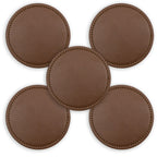 Leder Untersetzer für Getränke – Handgefertigte Leder Coasters (1/3/5 Stück) in Braun, stilvoller Tischschutz für Kaffee, Tee & Wasser