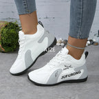 Damen Designer Sneaker mit Plateau – Leichte & atmungsaktive Freizeitschuhe aus PU-Leder, rutschfeste Casual Sportschuhe für Frühjahr & Herbst