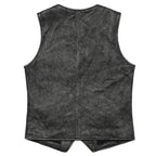 Chaleco vintage de piel auténtica de Gery para hombre, ropa de trabajo de piel de vaca natural, chaqueta ajustada sin mangas estilo safari. 