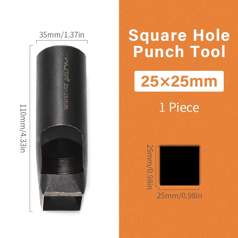 WUTA Basic Rechteck Lederstanzer – Quadratischer & Oblonger Hohlstanzer aus Carbonstahl für Gürtel, Riemen & Uhrenarmbänder