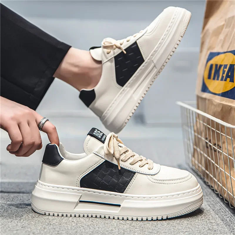 JKPUDUN Herren Leder Sneakers – Atmungsaktive, leichte Sportschuhe für Alltag, Walking, Tennis & Outdoor