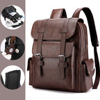 2023 Herren PU-Leder Rucksack – Großer Laptop-Rucksack für Schule, Freizeit & Teenager, Schwarz & Braun, Casual Backpack