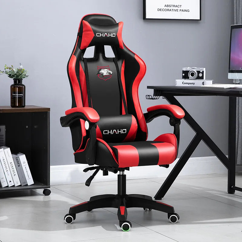 Gaming Chair 2025 aus PU-Leder – Ergonomischer Drehstuhl mit hoher Rückenlehne, Liftfunktion & Rollen für Schlafzimmer, Büro & Gaming Setup