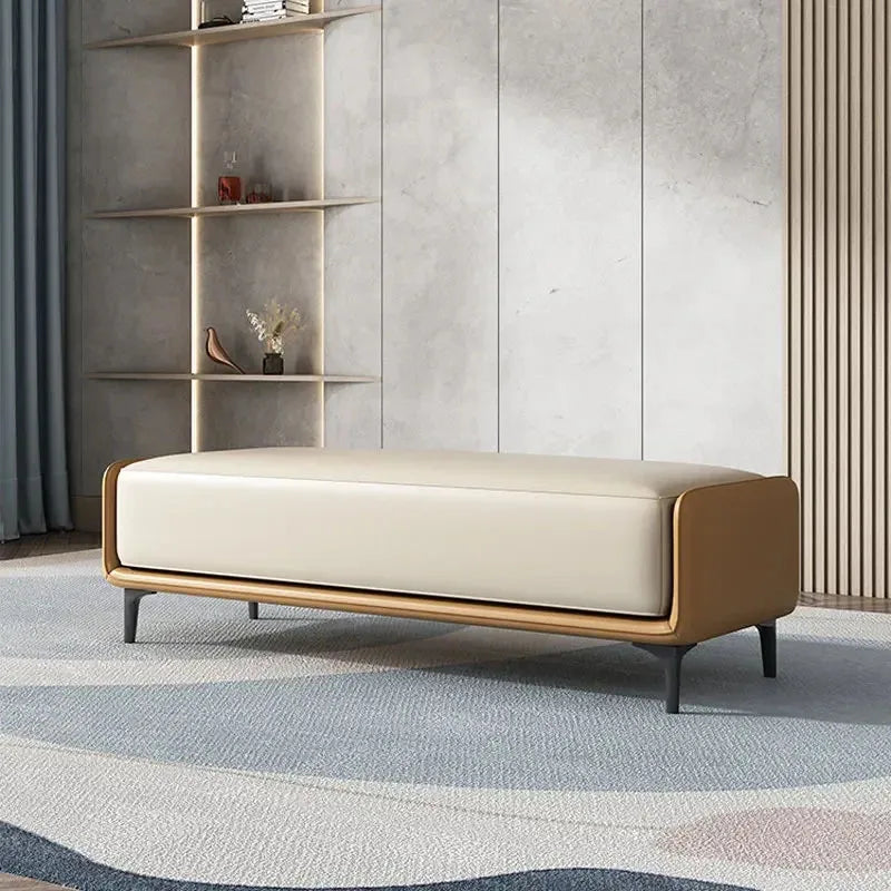 Luxuriöser Leder Sitzhocker & Bettbank im italienischen Stil – Moderne Ottoman Bench für Schlafzimmer, Wohnzimmer & Ankleide (120 cm)