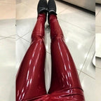 Damen PU Leder Leggings High Waist – Elastisch, figurformend & sportlich, Lederlook Leggings in großen Größen für Sommer & Alltag
