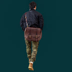 pndme Herren Vintage Messenger Bag - Cartera de cuero de vaca hecha a mano para uso en el hogar, actividades al aire libre y actividades al aire libre