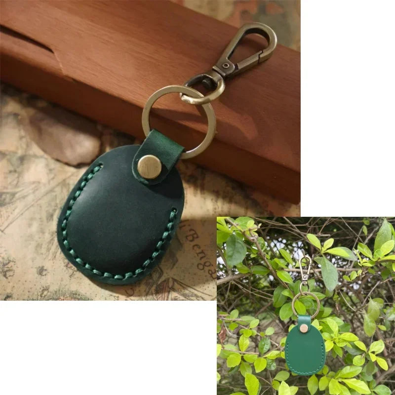 Retro AirTag Schutzhülle aus PU-Leder mit Schlüsselring – Hochwertiges Case für Apple AirTag, stoßfest & kratzgeschützt