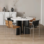 Nordischer Design-Esszimmerstuhl aus braunem Lederlook & Edelstahl – Moderner Luxus-Dining Chair für Küche & Esszimmer