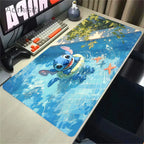 Tapis de souris en cuir HD Kawaii Anime Stitch – Grand tapis de souris de jeu avec protection anti-français, protection de l'environnement et protection manuelle en cuir PU