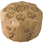 Handgefertigter marokkanischer Leder Pouf – Luxus Puff &amp; Fußhocker aus echtem Ziegenleder, ungefüllt (53 × 35 cm) 