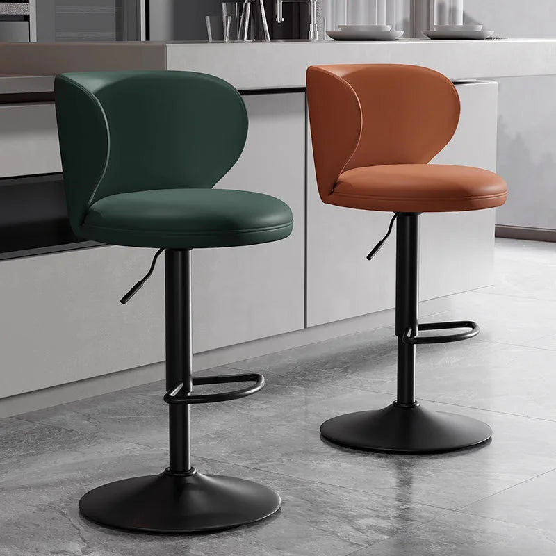 Luxus Leder Barhocker – Moderner minimalistischer Design-Barstuhl, höhenverstellbar & drehbar für Bar, Restaurant und Counter