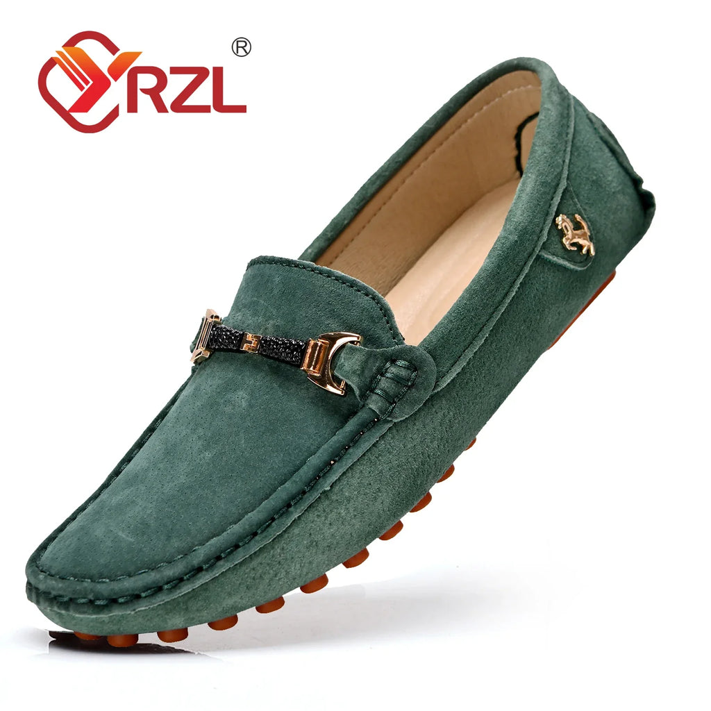 YRZL Herren Wildleder Loafer – Weiche Driving Mokassins en cuir véritable, Slip-On Flats en Übergrößen bis 48 
