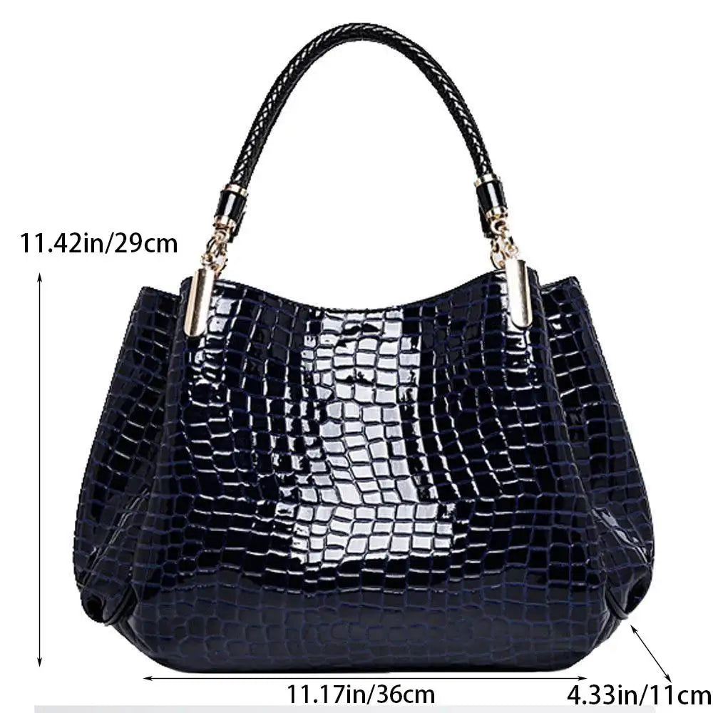 Damen Tote Bag mit großer Kapazität – Schultertasche im Kroko-Look für Alltag, Shopping & Pendeln