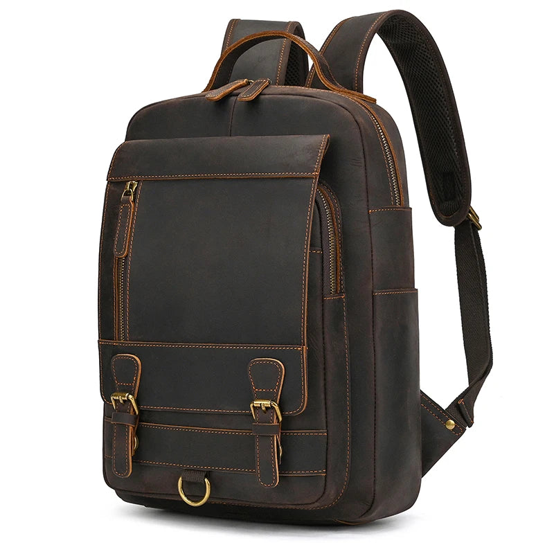 NEWSBIRDS Crazy Horse Leder Rucksack – Unisex Laptop & Reiserucksack aus echtem Rindsleder, robust & vintage