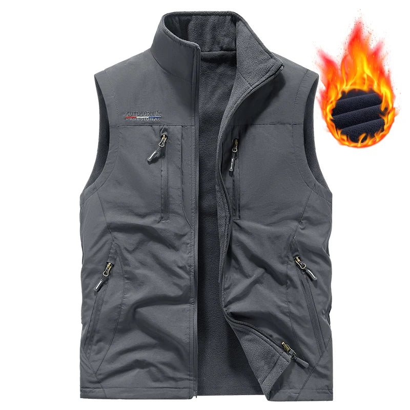 Herren Lederweste für Herbst & Winter – Winddichte, warme Outdoor Weste mit weichem Plüschfutter, komfortable Freizeit- & Sportweste