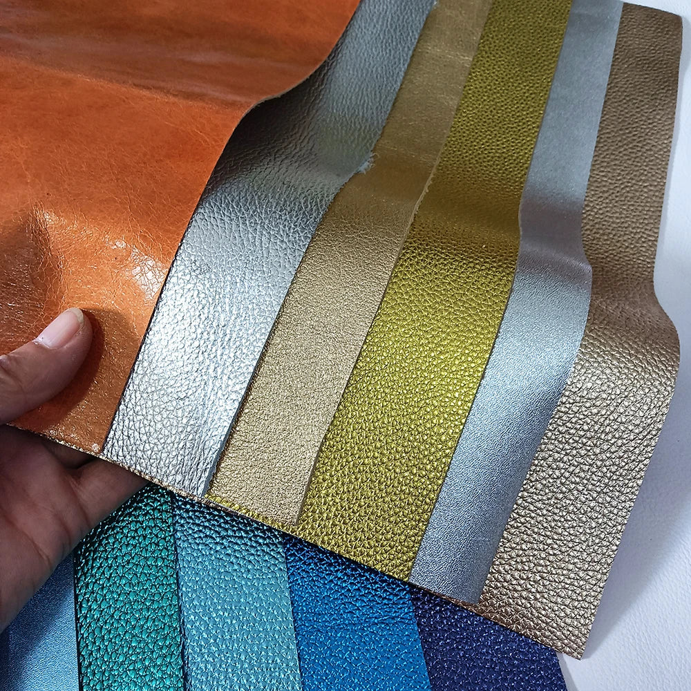 Metallisch glänzendes Echtleder Rindsleder – Gold & Silber Top Layer Leder 20 × 30 cm für DIY Taschen & Accessoires
