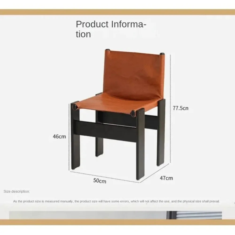 Japanischer Retro Esszimmerstuhl aus Massivholz & Leder – Antiker Designer Armlehnenstuhl im Light-Luxury-Stil für Küche & Café