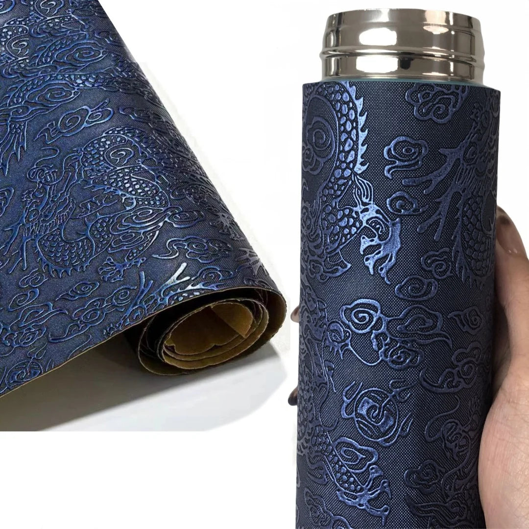 Vintage Kunstleder Rolle mit Drachenprägung – Geprägtes Synthetikleder für DIY Ohrringe, Haarschleifen, Taschen & Dekoration