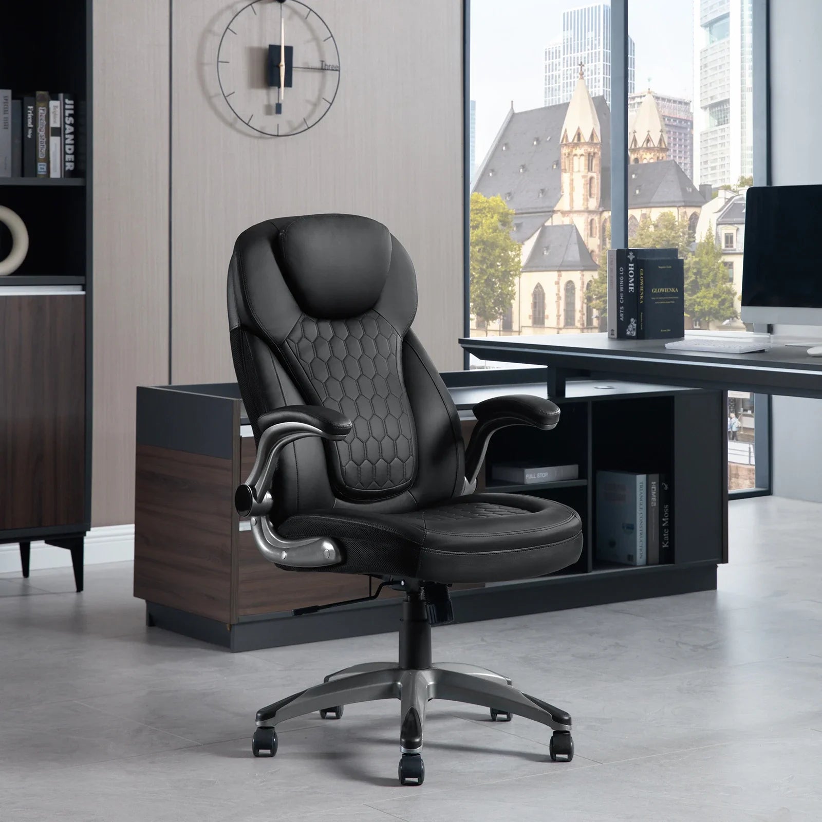 WOLTU Ergonomischer Bürostuhl aus Kunstleder – Höhenverstellbarer Executive Drehstuhl mit hoher Rückenlehne, gepolstertem Sitz & Rollen