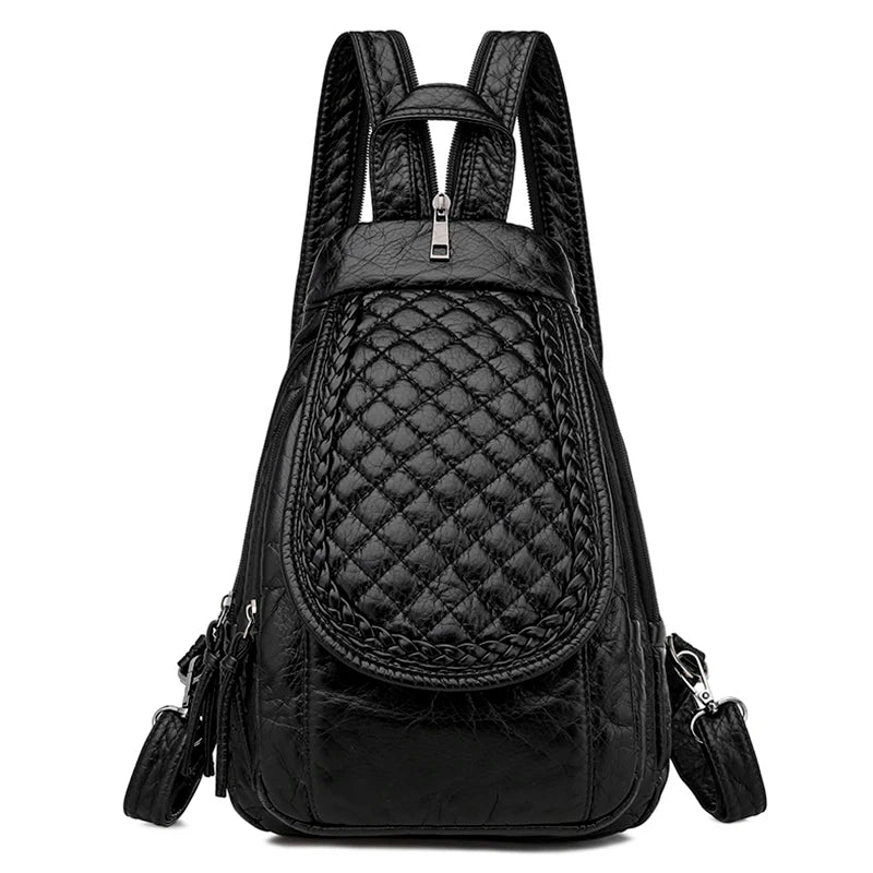 KMFFLY Damen Mini Rucksack aus weichem PU Leder – Bestickter Blumen Backpack, leichter Fashion Schul- & Freizeitrucksack für Mädchen