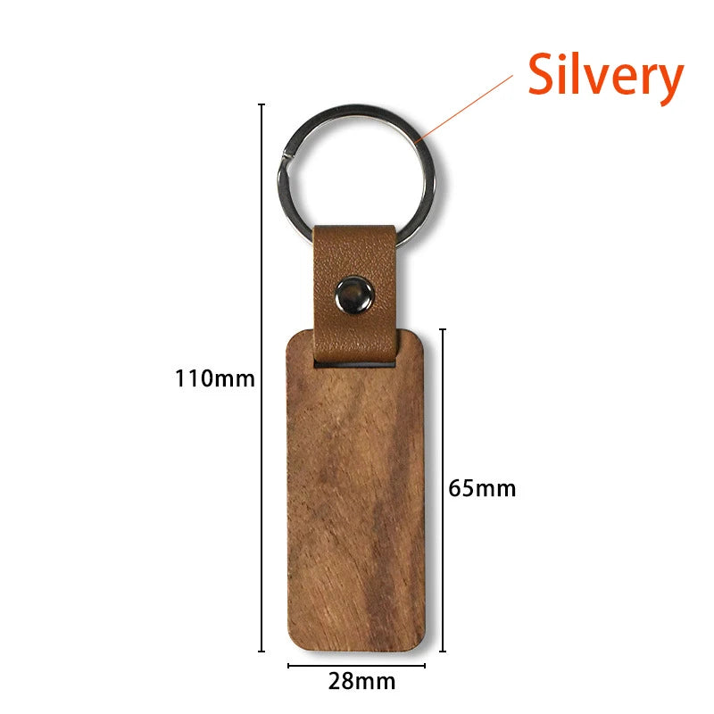 Porte-clés DIY en bois et cuir – Porte-clés à sublimation 10–100 pièces, porte-clés vierges idéaux pour souvenirs et cadeaux personnalisés