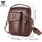 BULLCAPTAIN Herren Leder Messenger Bag – Casual Business Schultertasche für Smartphone & Essentials