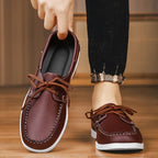 Braune Retro Leder Mokassins für Herren – Business Casual Slip-On Loafer, Designer Driving Shoes in Übergrößen bis 48
