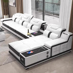 Modernes Luxus Ecksofa en Leder – Canapé multifonctionnel en forme de L, canapé d'immersion design minimaliste pour femmes de style