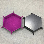 Plateau à dés hexagonal pliable en cuir PU – Würfelschale für RPG, Tabletop &amp; Brettspiele | Vielseitige Aufbewahrungsbox 