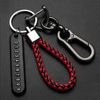 Trendiger DIY Leder-Schlüsselanhänger mit geflochtenem Seil – Anti-Verlust Keychain for Auto &amp; Motorrad, schlichter Keyring mit Metallring in Schwarz 