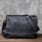Retro Herren Rucksack aus echtem Crazy Horse Leder – Ein-Schulter Messenger Bag, horizontales Design, große Kapazität, Vintage-Stil