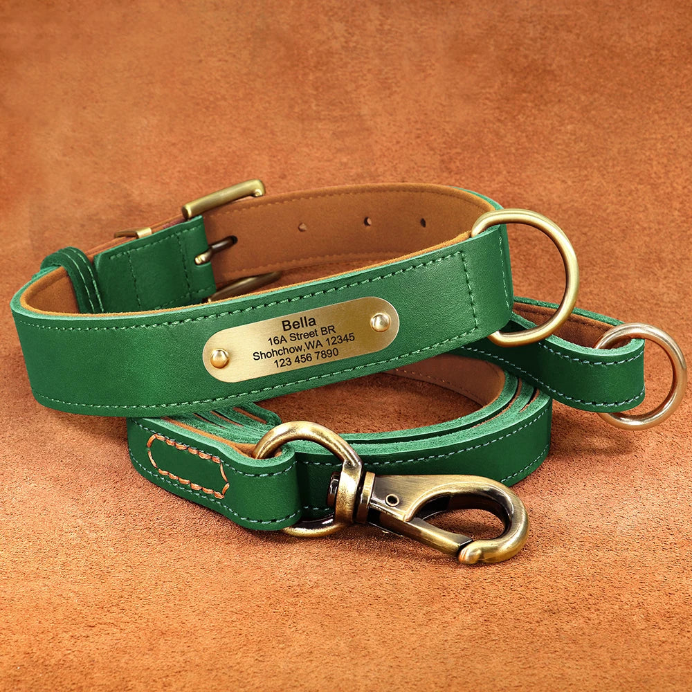 Personalisierbares Leder-Hundehalsband & Leine – Robust, Komfortabel und Individuell Graviert