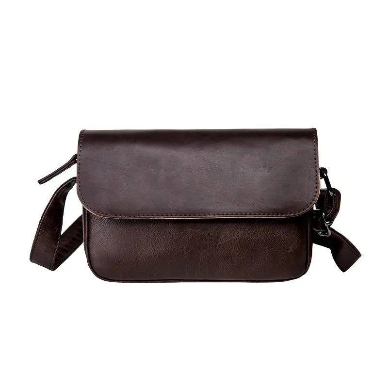Bolso bandolera retro para hombre – Kleine Luxus PU-Leder Umhängetasche mit Klappe &amp; Messenger Stil 