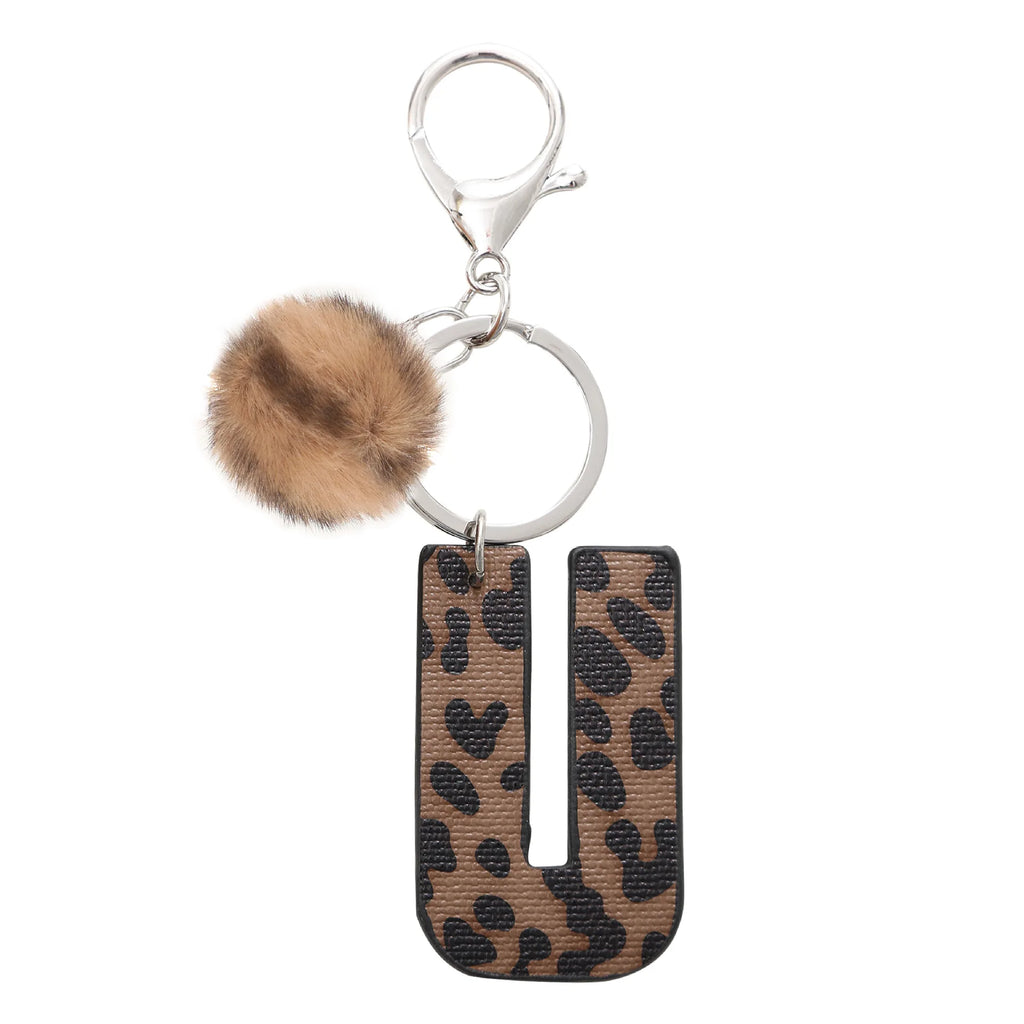 Modischer Leoparden Alphabet Schlüsselanhänger aus Kunstleder – Exquiser Buchstaben-Keyring as Handtaschen-Charm &amp; Geschenk 