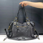 Bolso bandolera de un solo hombro Y2K Spicy Girl - Vintage PU Leder Motorrad-Tasche mit großer Kapazität
