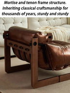 Luxuriöser Leder-Loungechair für Wohnzimmer – Moderner Einzelsessel mit Armlehnen, Komfort-Relaxsessel im minimalistischen Design