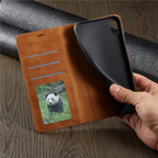 Dünne Wildleder Leder Wallet Hülle für iPhone – Slim Flip Case mit starkem Magnet & Kartenfächern für iPhone 5S bis iPhone 17 Pro Max