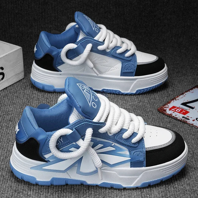 Akexiya Herren Sneaker – Zapatillas deportivas informales de diseñador con cuero de PU, zapatillas de plataforma, estilo skater, atmungsaktiv y komfortabel