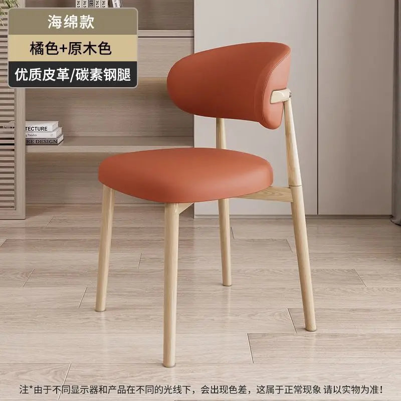 Italienischer Polster-Esszimmerstuhl aus Leder – Moderner Küchenstuhl mit Rückenlehne, High-Density Schaum & stabilem Eisenrahmen im nordischen Design