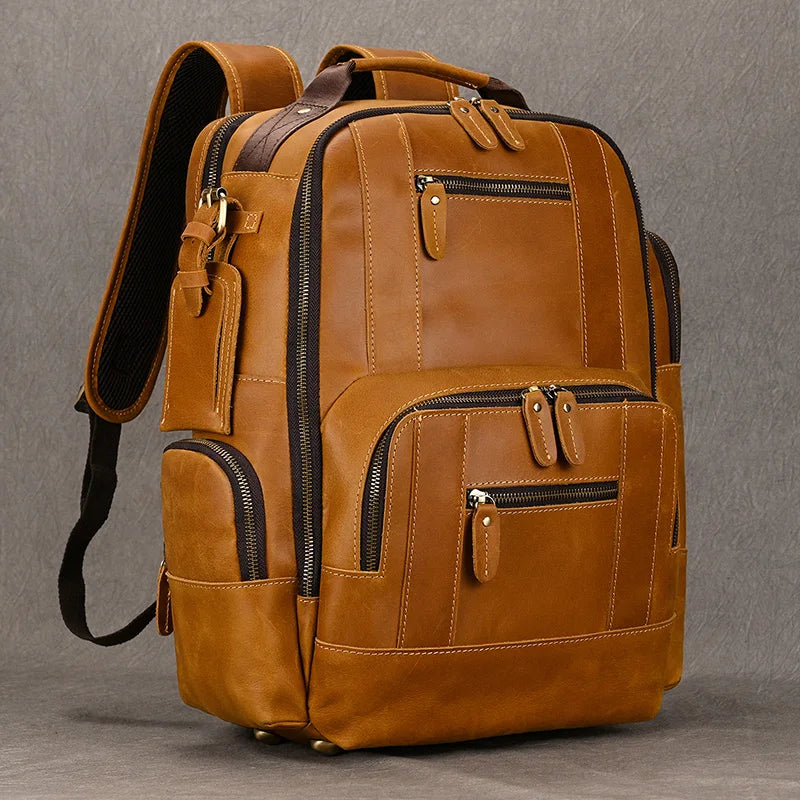 NEWSBIRDS Herren Leder Rucksack – Vintage Luxus Daypack aus echtem Rindsleder für Business, Reise & Schule