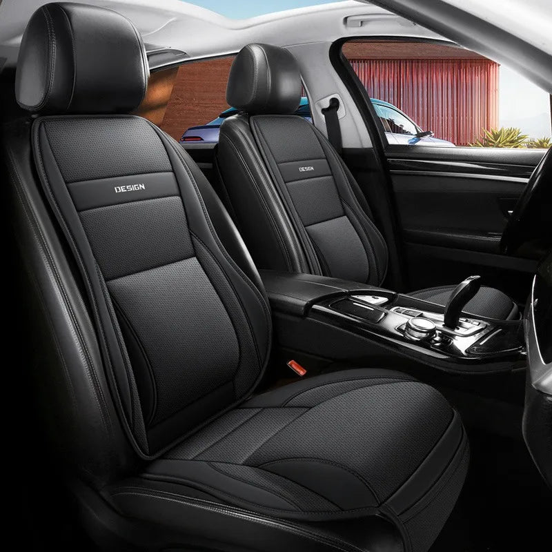 Ergonomisches PU-Leder Auto-Sitzkissen mit Rücken- & Beinunterstützung – Belüftetes Komfort-Sitzpolster mit Staufächern, universell passend