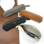 Personalisierte Leder Stiftetasche aus echtem Rindsleder – Estuche para bolígrafos de negocios con iniciales y cierre de caja 