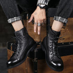 COZOK Herren Vintage Work Boots – Hochwertige Ankle Boots aus Lederimitat, British Style, Retro Plattform-Schuhe
